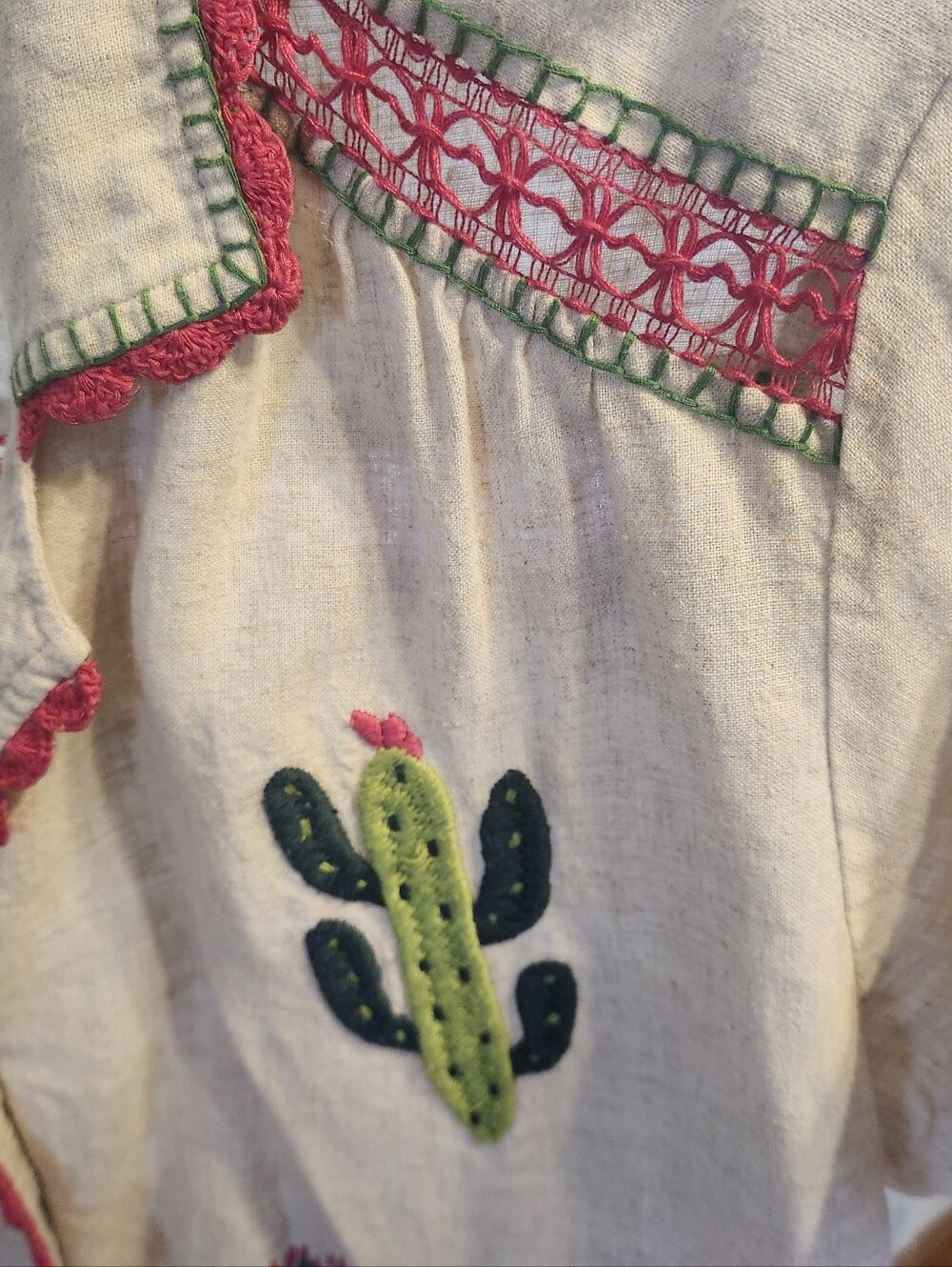 Sister Mary Linen Embroidered Cactus Button Down - Picture 4 of 5